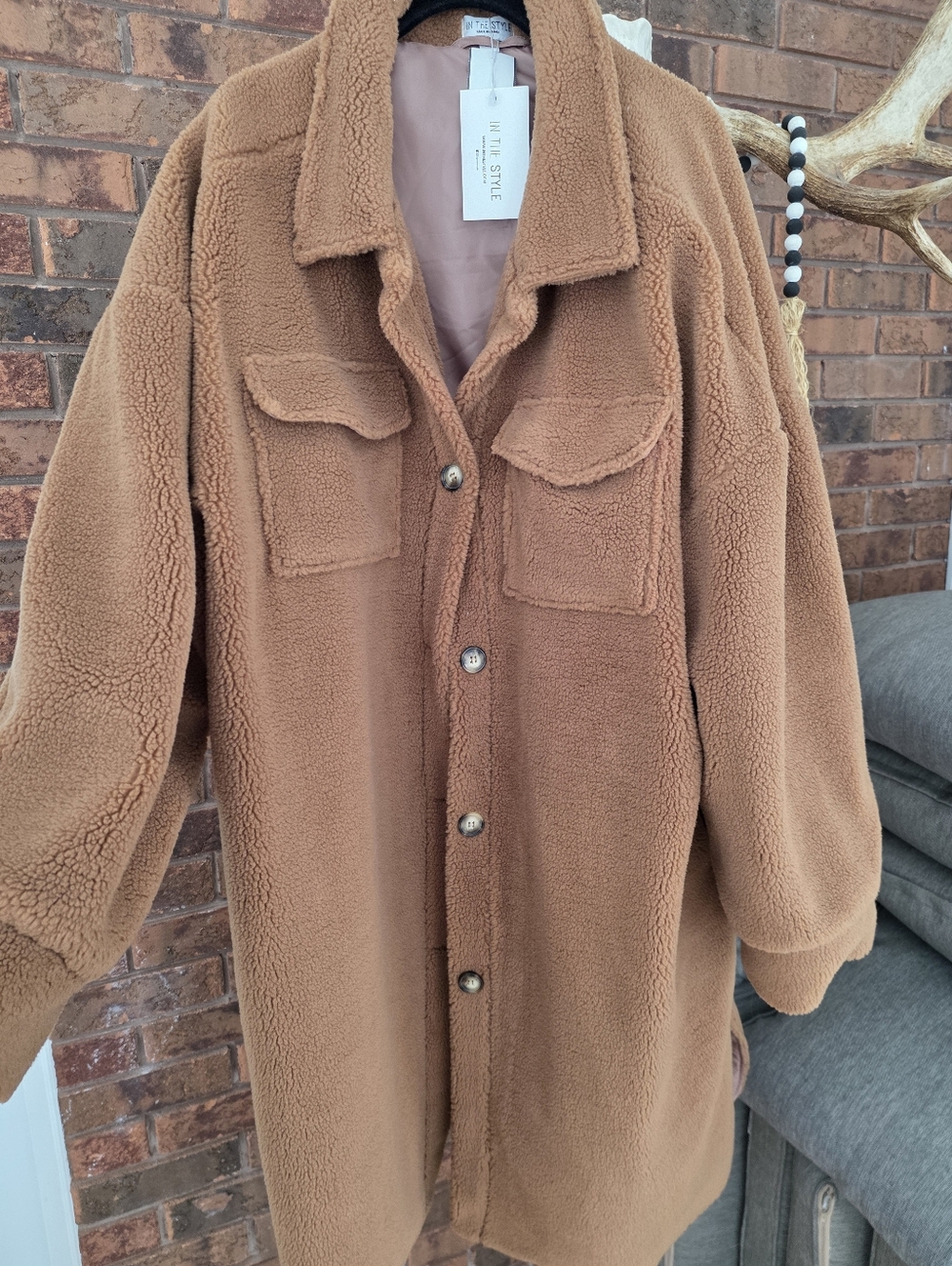 Long Oversized Teddy Jacket